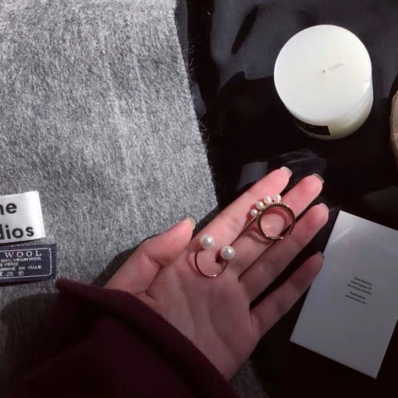 Chic Pearl Stone Rose Gold Ring Set (2 Rings) - Picture 6 of 8